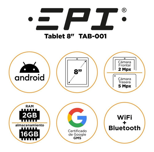 Tablet Epi Tab-001 - 16gb Black 2gb De Memoria Ram
