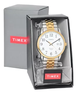 Relógio Timex Indiglo Masculino Misto Elastica Tw2v40100 Cor Do Bisel Dourado Cor Do Fundo Branco