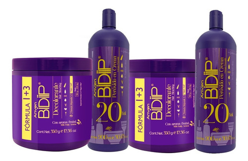 2 Bidiip Decolorante 1+3 350 G + 2 Bidiip Peroxido En Crema Tono n/a