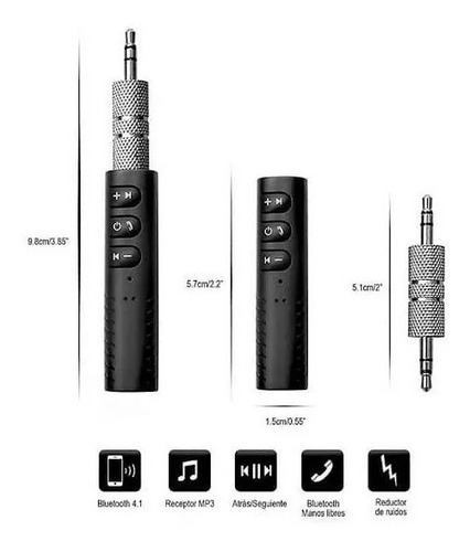 Imagen 3 de 10 de Adaptador Bluetooth De Música Para Auto Y Celular