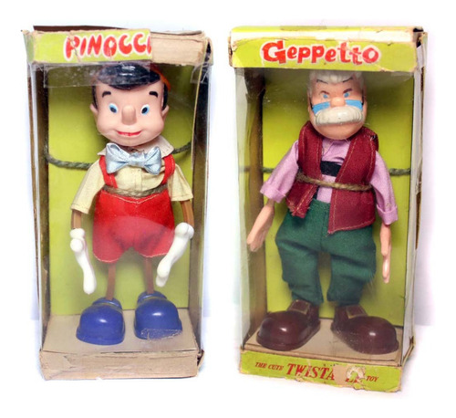 Bonecos Pinoccio E Gepetto Disney 1970 Marx Toys Com Caixas