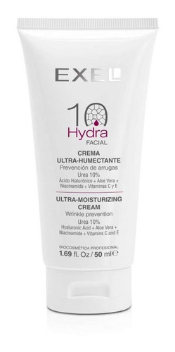 Creme facial vegano com ácido hialurônico Hydra 10 Exel 50 ml