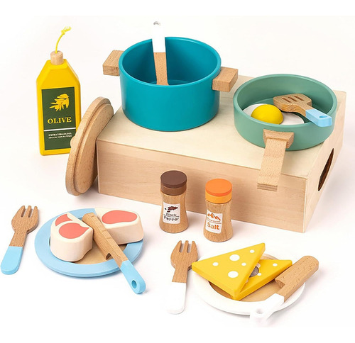 Accesorios De Cocina De Juguete De Madera,comida, Cubiertos.