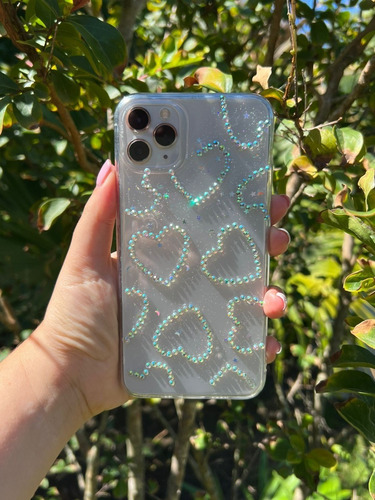 Imagen 7 de 10 de Funda Para iPhone 7 8 Plus Xs Xr Max Glitter Corazon Strass