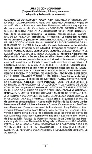 Jurisdicción Voluntaria (enajenación De Bienes, Tutores Y Curadores, Adopción Y Declaración De Ausencia)