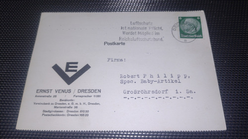 Alemania Postal Estampilla Comercial 3er Reich Resumen Cta