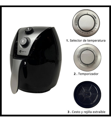 Freidora de aire Oryx OR3202 de 3.2L color negro 220V-240V