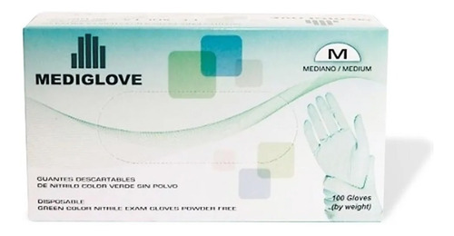 Guantes De Nitrilo Verde Novedad Mediglove 100u Odontología