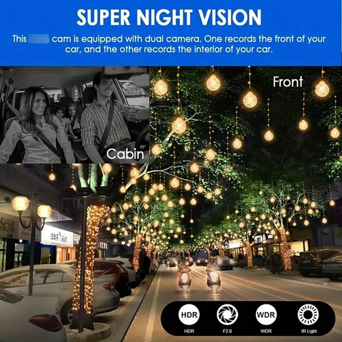 Cámara De Tablero Doble Cámara 1080p Marca Modelo Nocturna