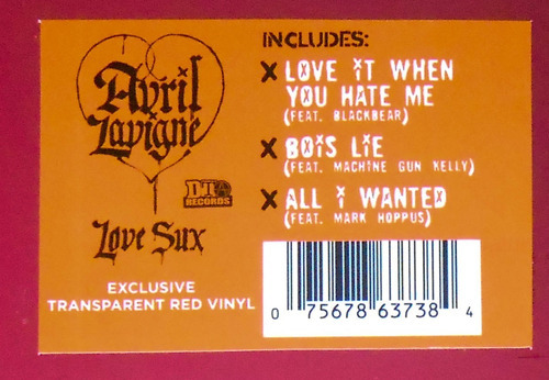 Vinilo Lp Avril Lavigne Love Sux 2022, color rojo transparente
