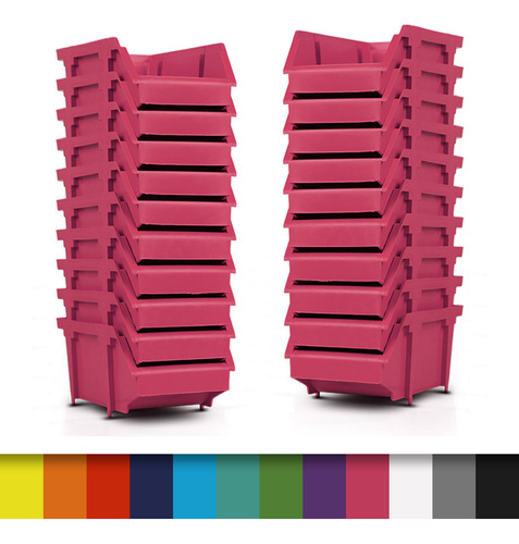 Kit 20 Bin Organizador Gaveteiro Caixa Número 3 Encaixáveis Cor Rosa