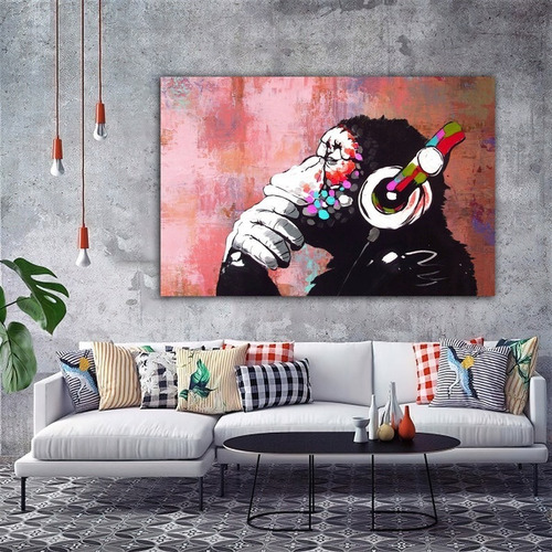 Imagen 2 de 8 de Cuadro- Mono Colores 2-ultra Hd-banksy 100x70cm.