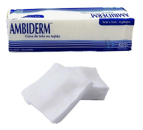 Gasas Ambiderm Tela 4 Capas 200 Piezas 5x5cm ( 6 Pack )