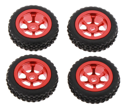4x Rc Coche Llantas Neumáticos Ruedas De Caucho Para Rojo