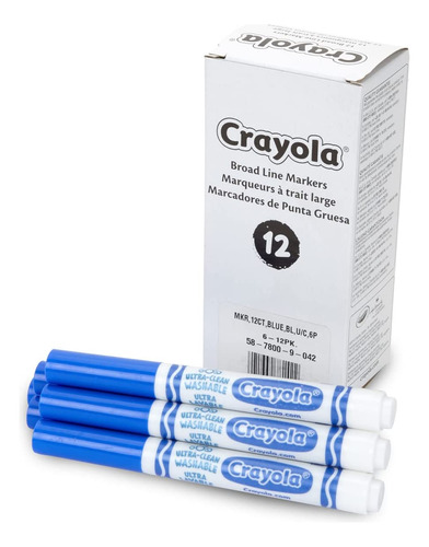 Rotuladores Crayola Lavables A Granel, 12 Unidades, Azules