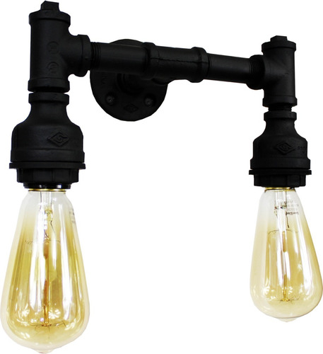 Lampara Pared Farol Vintage Retro Industrial Tubo 2 Sockets