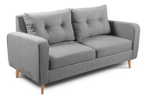 Sofa Palermo 3 Ptos Gris Tela Tipo Lino Kaiu Home