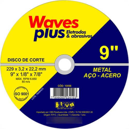 Disco Corte Waves Ferro 9x7/8 2t