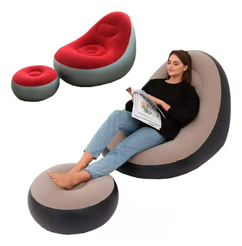 Sillon Puff Sofa Inflable Apoya Pies Living Inflador