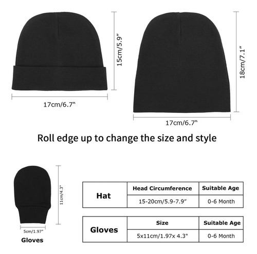 Rx Juego De Gorros Y Manoplas Para Bebé Gorro De Algodón