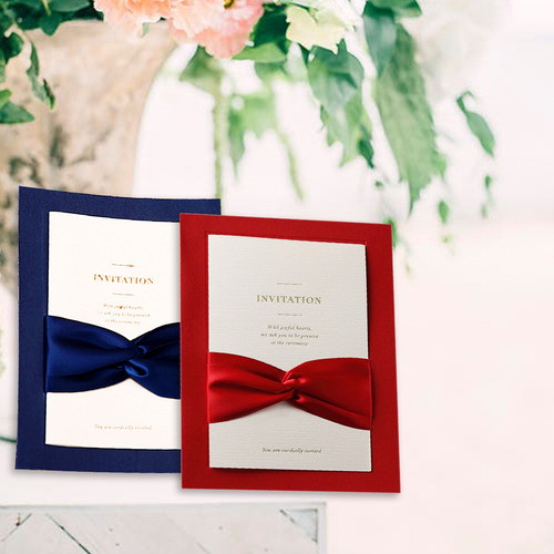 25 Tarjetas De Invitaciones De Boda Con Lazos Y Sobres