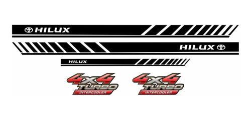 Kit Adesivos Toyota Hilux Faixa Lateral Traseira 4x4 Turbo