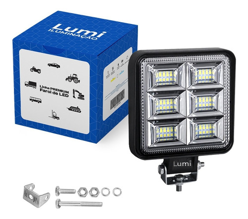 Kit 2 Farol Milha Led Quadrado 192w 9-60v Universal Off Road