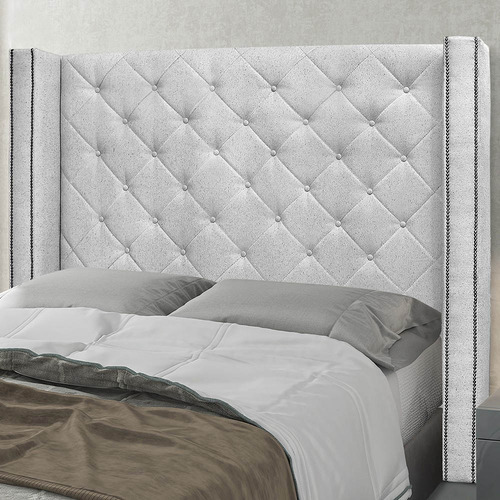 Cabeceira Solteiro Cama Box 90cm Louise S06 Linho Grigio Cor Cinza