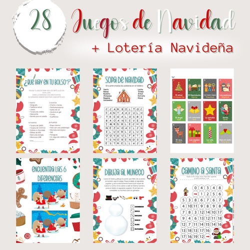 Lotería Y 28 Juegos De Navidad Imprimibles Adornos