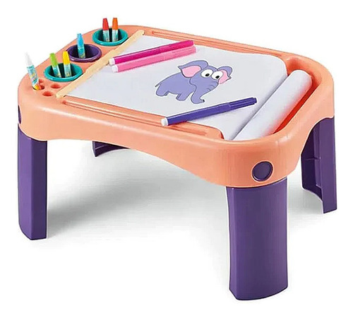 Mesa Pizarra Para Niños - Con 24 Lápiz De Color Y Papel