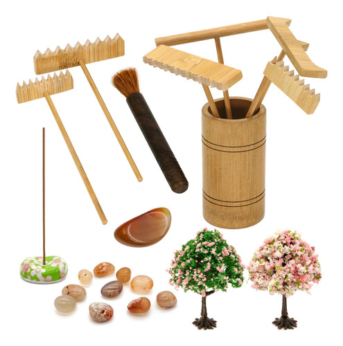 Kit De Accesorios De Jardin Zen De Mesa, Juego De Herramient