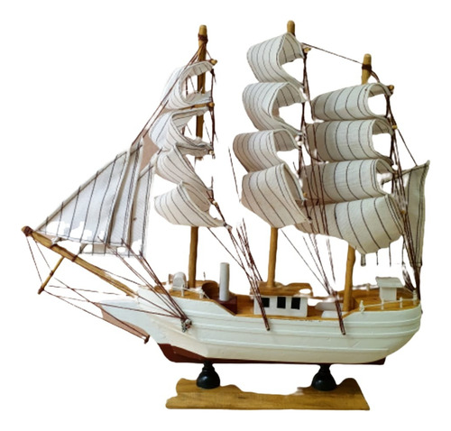 Barco Pesqueiro Decorativo 33 Cm - Em Madeira 33 X 30 Cm