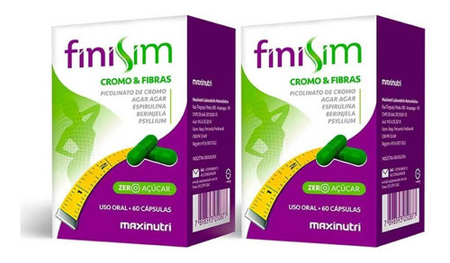 Kit 02 Finisim Cromo E Fibras Com 60 Cápsulas Maxinutri Sabor Sem Sabor