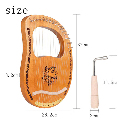 Grabado Exquisito Principiantes 16-string Lyre Harp Madera