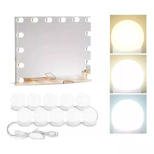 Tira De Luces Led 10 Focos Para Espejo Maquillaje Camarín