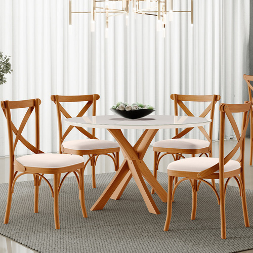 Cadeira Para Sala de Jantar e Estar Living Estofada Ávila L02 Suede Bege