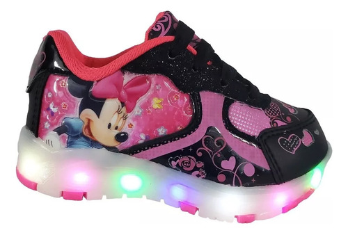 Tenis Niña Minnie Mouse Luces Led  Mickey Mouse Comodo Bebe