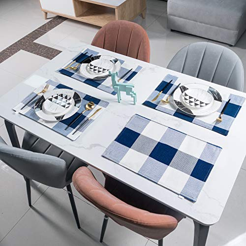 Juego De 4 Individuales De Cuadros Buffalo En Azul, Manteles