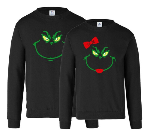 Sudaderas Para Pareja Grinch Navideña Sin Capucha 2 Pzas