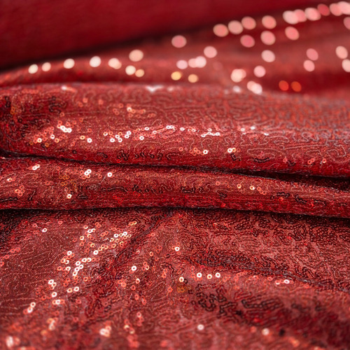 Tela Por Metro Paillette Lentejuelas Fiesta 1.3m De Ancho Rojo