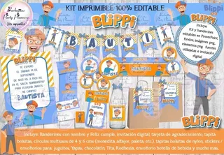 Kit Imprimible Candy Bar Blippi 100% Editable Actualizado