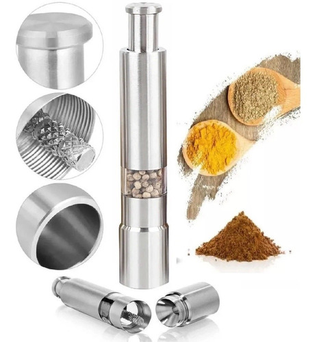 Moedor De Pimenta Ou Sal Aço Inox Temperos Gourmet Cozinha P