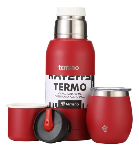 Set Termo 750ml + Mate Acero Termico. Bombilla Regalo. 