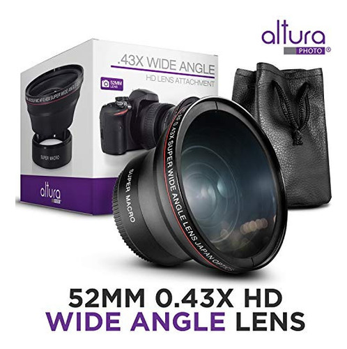 52mm 0.43x Altura Photo Professional Hd Wide Angle Lens (w/ Macro Portion) For Nikon D5300 D5200 D5100 D3300 D3200 D3100 D3000 Dslr Cameras