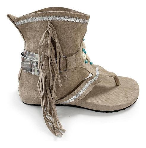 Sandalias De Bota De Playa Con Chanclas Bohemias Con Borlas