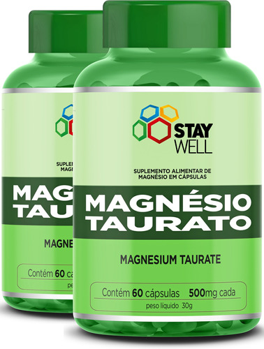 2 Unidades Do Magnésio Taurato 100% Puro Com Fórmula Avançada Sports Nutrition Contendo 800mg Por Dose - 120 Cápsulas