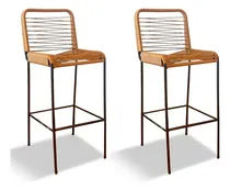 Comprar Banquetas Taburetes Altas Para Desayunador Y Barra Color Beige Simil Yute Tulum Set X2 Modernas Banco Con Respaldo The Mate Spot