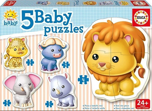 Imagen 1 de 1 de Baby Puzzles Rompecabezas Animales Salvajes 5 En 1  