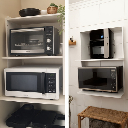 Nicho Suporte De Parede Para Microondas E Forno Mdf Madeira Cor Branco Maclavi Moveis