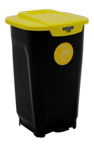 Papelera Tramontitna T-force P/reciclaje 50l Negro/amarillo 